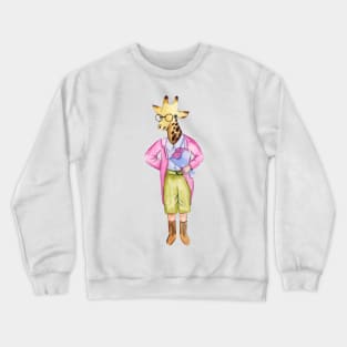 Funny Vintage Giraffe with Flowers Crewneck Sweatshirt